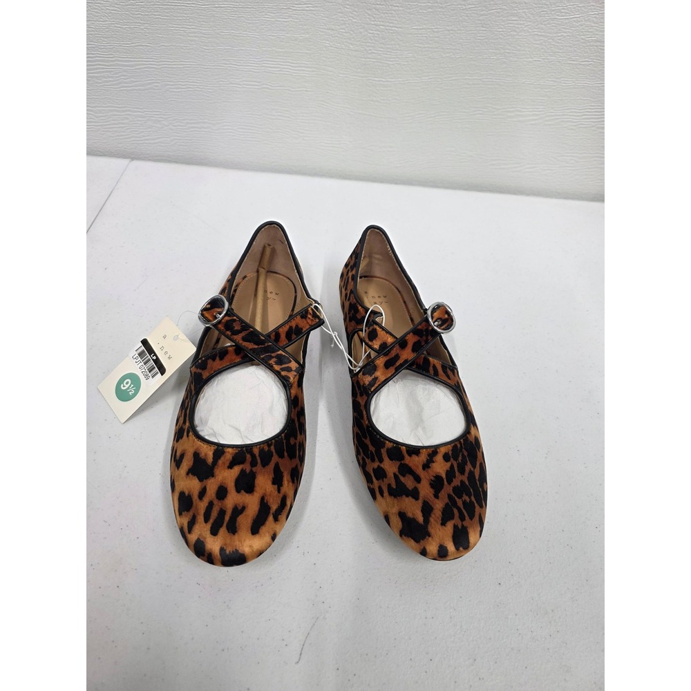 A New Day Womens Leopard Print Mary Jane Flats Cheetah Strappy Buckle Shoes 9.5